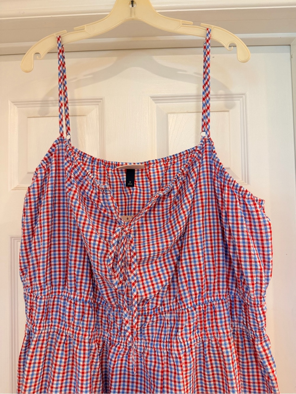Women’s Red & Blue Gingham Spaghetti Strap Dress